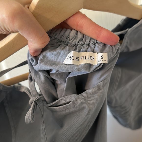 Avec Les Filles Cotton Babydoll Puff Sleeve Chambray Dress Sz S NWT - Picture 8 of 10